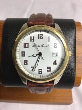 Eddie Bauer Classic Men's Wristwatch with Brown Leather Band